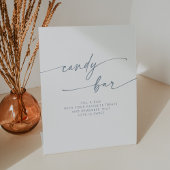 Boho Chic Modern Slate Blue Snoep Bar Wedding Reclamebord Met Voetstuk