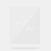 Boho Chic Modern White Clear Wedding Guest Book Acryl Bord (Voorkant)