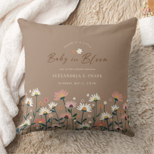 Boho Chic Modern Wildflower Baby in Bloom Shower Kussen