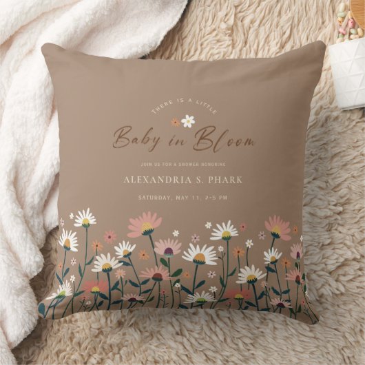 Boho Chic Modern Wildflower Baby in Bloom Shower Kussen (Deken)