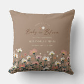 Boho Chic Modern Wildflower Baby in Bloom Shower Kussen (Voorkant)