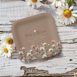 Boho Chic Modern Wildflower Baby in Bloom Shower Papieren Bordje