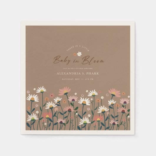 Boho Chic Modern Wildflower Baby in Bloom Shower Servet (Voorkant)
