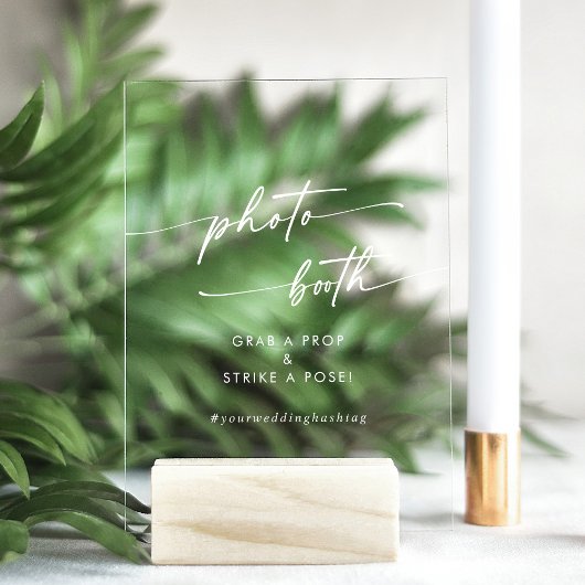 Boho Chic Modern Wit Clear Wedding Photo Booth Acryl Bord
