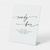 Boho Chic Modern Zwart-wit Snoep Bar Wedding Reclamebord Met Voetstuk (Voorkant)