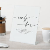 Boho Chic Modern Zwart-wit Snoep Bar Wedding Reclamebord Met Voetstuk (Insitu)