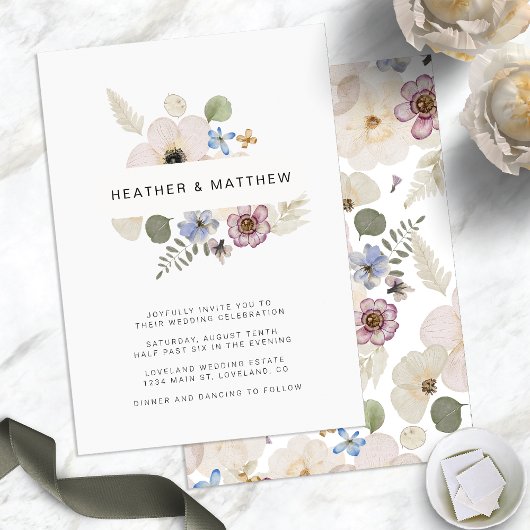 Boho Chic Moderne Bloemige Bruiloft Kaart