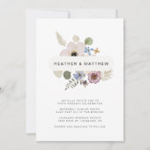 Boho Chic Moderne Bloemige Bruiloft Kaart (Voorkant)