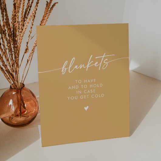 Boho Chic Moderne Gele Marigold Deken Trouwen Reclamebord Met Voetstuk