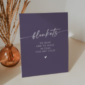 Boho Chic Moderne Plum Paarse Deken Trouwen Reclamebord Met Voetstuk