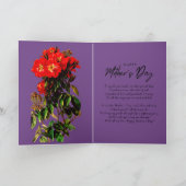 Boho Chic Moederdag Red Roses Bouquet Paars Kaart (Binnen)