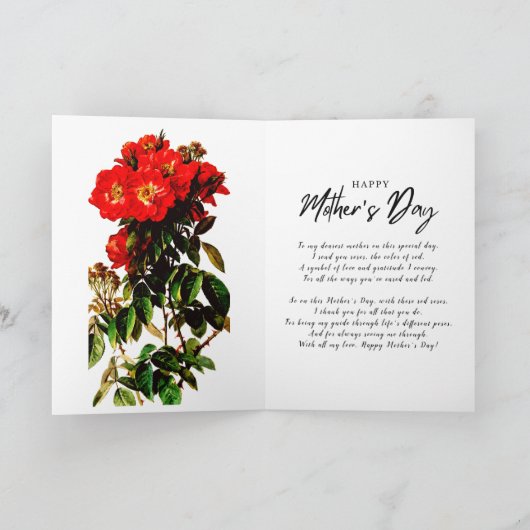 Boho Chic Moederdag Rode Rozen Boeket Wit Kaart (Binnen)