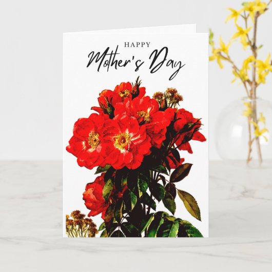 Boho Chic Moederdag Rode Rozen Boeket Wit Kaart (Gele Bloem)