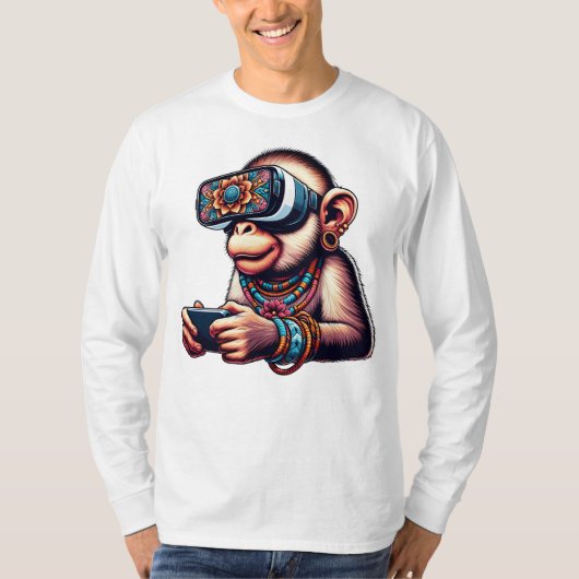 Boho Chic Monkey: een trendy, artistiek T-shirt (Voorkant)
