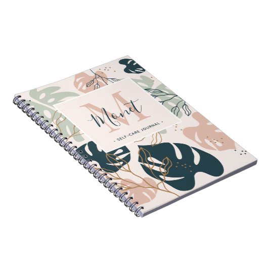 Boho Chic Monogram Name Self-Care Journal Notitieboek (Rechterzijde)