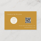 Boho Chic Mosterd Kalligrafie Script Logo QR Code Visitekaartje (Achterkant)
