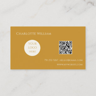 Boho Chic Mosterd Kalligrafie Script Logo QR Code Visitekaartje