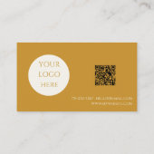 Boho Chic Mosterd Kalligrafie Script Logo QR Code Visitekaartje (Achterkant)