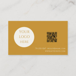 Boho Chic Mosterd Kalligrafie Script Logo QR Code Visitekaartje