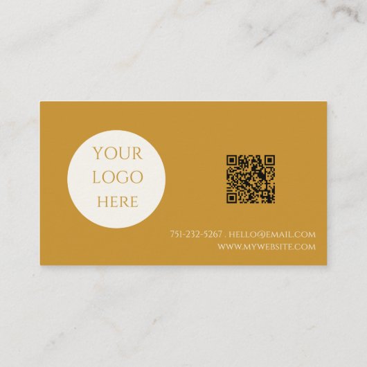 Boho Chic Mosterd Kalligrafie Script Logo QR Code Visitekaartje (Achterkant)