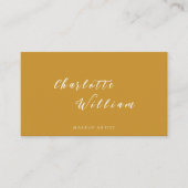Boho Chic Mosterd Kalligrafie Script Logo QR Code Visitekaartje (Voorkant)