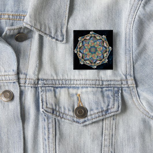 Boho-chic Multicolor Mandala Button (In situ)