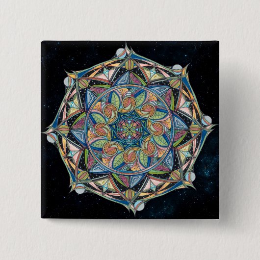 Boho-chic Multicolor Mandala Button (Voorkant)