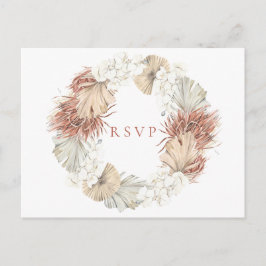 Boho-Chic Natural Wreath Wedding RSVP Song Request Uitnodiging Briefkaart