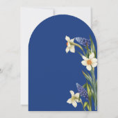 Boho Chic navy blue and white floral Wedding  Kaart (Achterkant)
