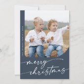 Boho Chic Navy Blue DIY Eenvoudige Foto Kerstmis Feestdagenkaart (Voorkant)