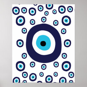 Boho Chic Nazar Evil Eye Lucky Charm-symbool Poster