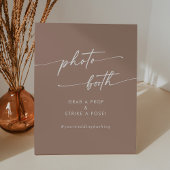 Boho Chic Neutral Taupe Trouwfotocabine Reclamebord Met Voetstuk