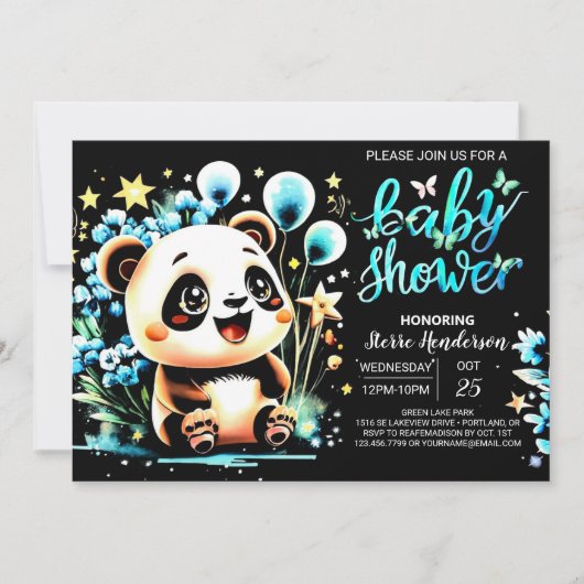 Boho Chic Oerwoud Panda Haven Boy Baby shower Kaart (Voorkant)