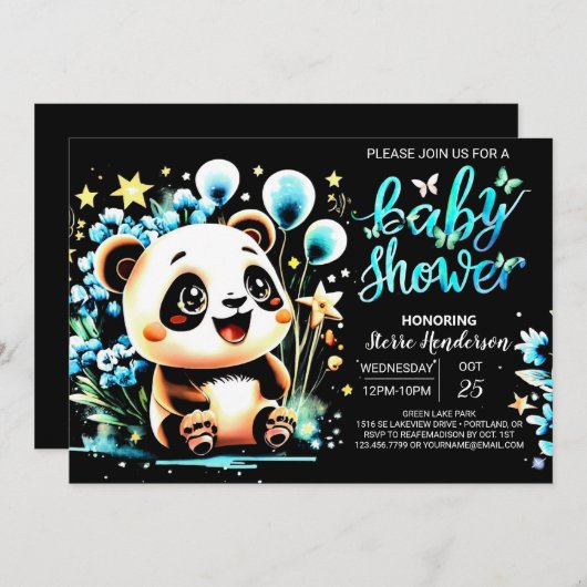 Boho Chic Oerwoud Panda Haven Boy Baby shower Kaart (Voorkant / Achterkant)