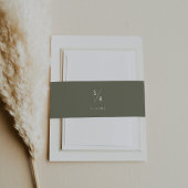 Boho Chic Olijf Groen Monogram Bruiloft Uitnodigingen Wikkel