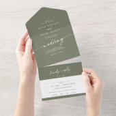 Boho Chic Olijf Groene Maaltijd Keuze RSVP Bruilof All In One Uitnodiging (Afscheurbaar)