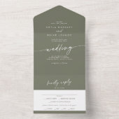 Boho Chic Olijf Groene Maaltijd Keuze RSVP Bruilof All In One Uitnodiging (Binnen)