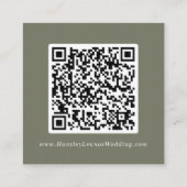 Boho Chic Olijfgroen Bruiloft QR Code Details Informatiekaartje (Achterkant)