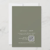 Boho Chic Olijfgroen QR Code Franse bruiloft Kaart (Achterkant)