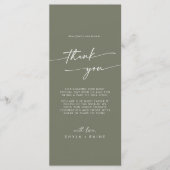 Boho Chic Olive Green Bedankt Place Card Menu (Voorkant)