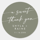 Boho Chic Olive Green Een Lief Dank je Favor Ronde Sticker (Voorkant)