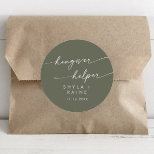 Boho Chic Olive Green Hangover Helper Favor Ronde Sticker
