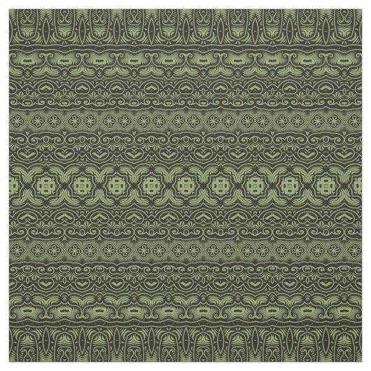 Boho Chic Olive Green Pattern Stof (Swatch)