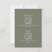 Boho Chic Olive Green QR Code Details RSVP Kaartje (Achterkant)