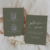 Boho Chic Olive Green QR Code Details RSVP Kaartje
