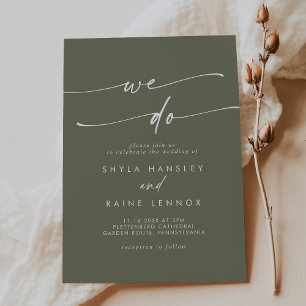 Boho Chic Olive Green Wij Doen Bruiloft Kaart
