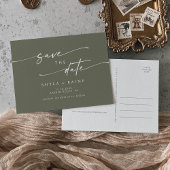 Boho Chic Olive Groen Bruiloft Save the Date Uitnodiging Briefkaart