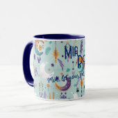 Boho Chic Op Maat Gemaakte Mok met Hemelse Motieve (Voorkant links)