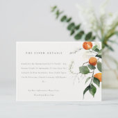 Boho Chic Oranje Blossom Botanical Wedding Details Informatiekaartje (Staand voorkant)