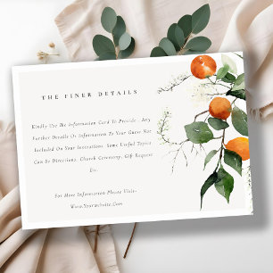 Boho Chic Oranje Blossom Botanical Wedding Details Informatiekaartje